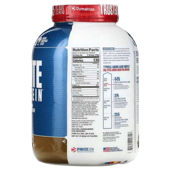 Dymatize, Elite Casein, Galletas con Crema, 4 lbs (1.8 kg) - Imagen 2